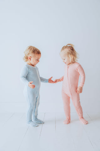 Bamboo Footie with 2-Way Zipper - Cake Pop Gingham Baby & Toddler Sleepwear KicKee Pants Size: Newborn