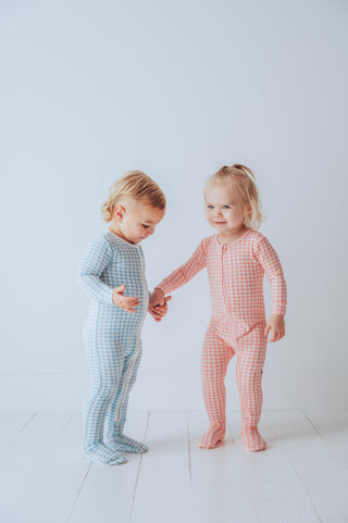 Bamboo Footie with 2-Way Zipper - Cake Pop Gingham Baby & Toddler Sleepwear KicKee Pants Size: Newborn
