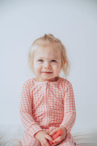 Bamboo Footie with 2-Way Zipper - Cake Pop Gingham Baby & Toddler Sleepwear KicKee Pants Size: Newborn