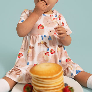 Bamboo Ruffled Twirl Bodysuit Dress - Pancakes Posh Peanut Size: 0-3 Months