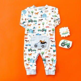 Farm Truck Romper Romper Seven Lantern Lane Size: 3M