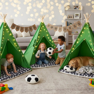 Soccer Sleepover Party Set, Tee Pee Soccer Birthday Party Box Chicky Chicky Bling Bling