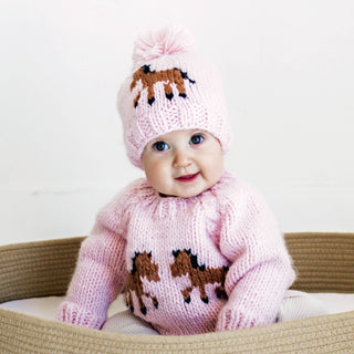 Pony Sweater Blush for Baby & Toddler Huggalugs Size: 0-6 months