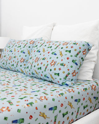 Bamboo Bed Sheet Set - Minecraft Chicken Jockey Bellabu Bear Bedding size: Twin