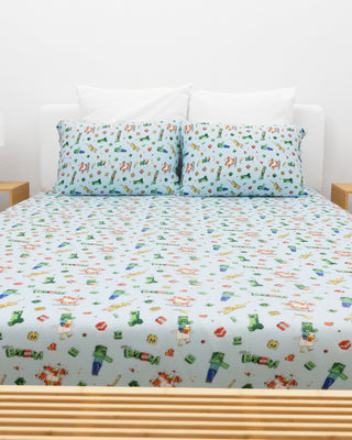 Bamboo Bed Sheet Set - Minecraft Chicken Jockey Bellabu Bear Bedding size: Twin