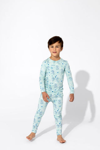 Boy's Bamboo Long Sleeve Pajama Set - PAW Patrol Valentine's Blue Baby & Toddler Sleepwear Bellabu Bear Size: 2T