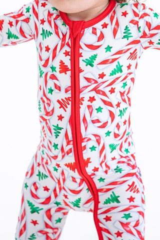 Bamboo Convertible Footie Romper - Cindy (Candy Cane) Baby & Toddler Sleepwear