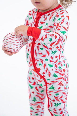 Bamboo Convertible Footie Romper - Cindy (Candy Cane) Baby & Toddler Sleepwear