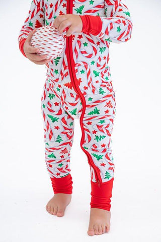 Bamboo Convertible Footie Romper - Cindy (Candy Cane) Baby & Toddler Sleepwear