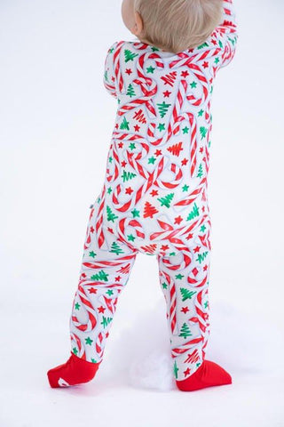 Bamboo Convertible Footie Romper - Cindy (Candy Cane) Baby & Toddler Sleepwear
