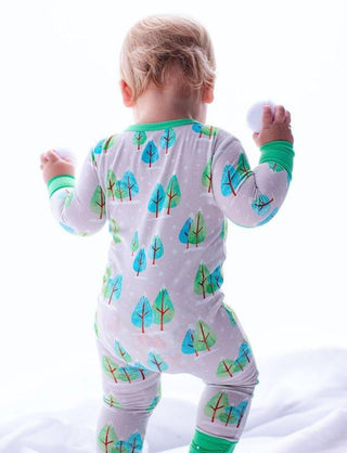 Bamboo Convertible Footie Romper - Vail Ribbed (Winter Trees) Birdie Bean Size: Newborn