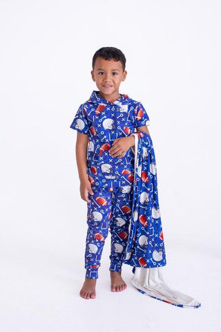 Boy's Bamboo Short Sleeve Hoodie and Pants Outfit Set - Troy (Football) Baby & Toddler Outfits