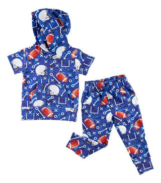 Boy's Bamboo Short Sleeve Hoodie and Pants Outfit Set - Troy (Football) Baby & Toddler Outfits