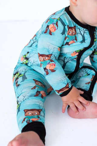 Boy's Bamboo Convertible Footie Romper - Jasper (Monsters and Werewolves)Birdie BeanSize: Newborn