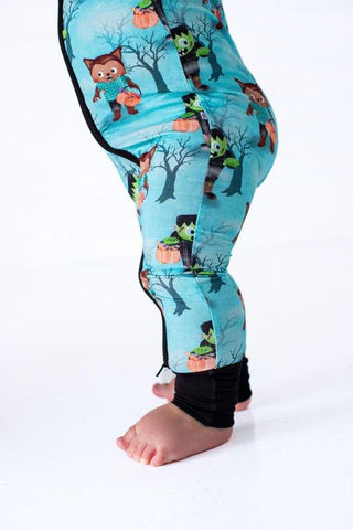 Boy's Bamboo Convertible Footie Romper - Jasper (Monsters and Werewolves)Birdie BeanSize: Newborn
