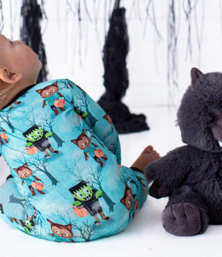 Boy's Bamboo Convertible Footie Romper - Jasper (Monsters and Werewolves)Birdie BeanSize: Newborn