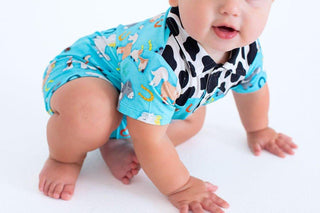 Boy's Bamboo Shortie Romper - Toby (Horses) Baby One-Pieces