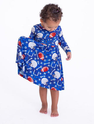 Girl's Bamboo Long Sleeve Dress - Troy (Football) Baby & Toddler Dresses