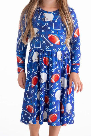 Girl's Bamboo Long Sleeve Dress - Troy (Football) Baby & Toddler Dresses