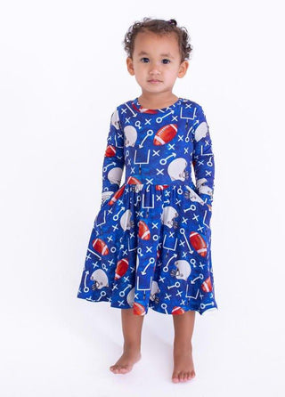 Girl's Bamboo Long Sleeve Dress - Troy (Football) Baby & Toddler Dresses