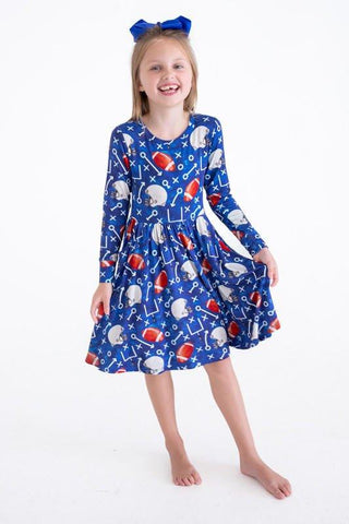 Girl's Bamboo Long Sleeve Dress - Troy (Football) Baby & Toddler Dresses