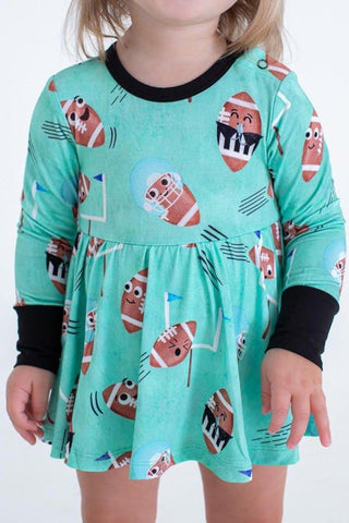 Girl's Bamboo Long Sleeve Twirl Bodysuit Dress - Elliot (Football) Baby & Toddler Dresses