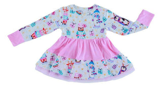 Girl's Bamboo Long Sleeve Twirl Bodysuit Dress - Fritz (Nutcrackers and Gift Boxes) Baby & Toddler Dresses