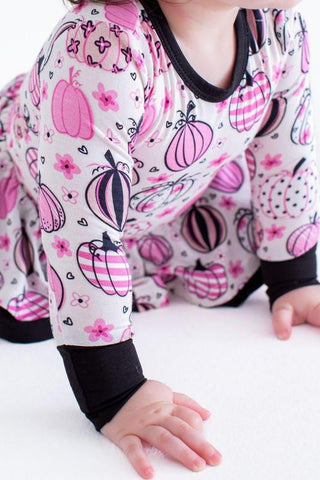 Girl's Bamboo Long Sleeve Twirl Bodysuit Dress - Quinn (Pumpkins) Baby & Toddler Dresses
