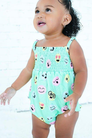 Girl's Bamboo Bubble Romper - Marley (Smiles) Baby One-Pieces