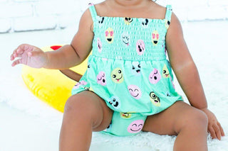 Girl's Bamboo Bubble Romper - Marley (Smiles) Baby One-Pieces
