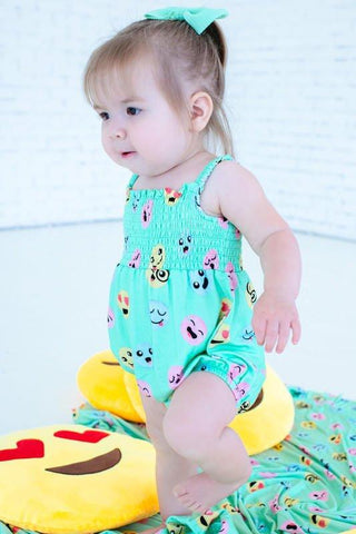 Girl's Bamboo Bubble Romper - Marley (Smiles) Baby One-Pieces