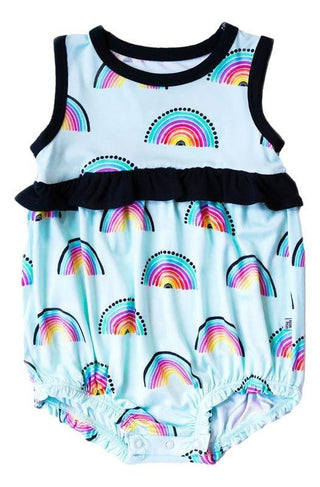 Girl's Bamboo Bubble Romper - Mila (Rainbows) Baby One-Pieces