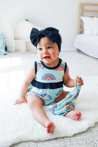 Girl's Bamboo Bubble Romper - Mila (Rainbows) Baby One-Pieces