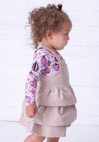 Girl's Corduroy Overall Jumper Outfit Set - Quinn (Pumpkins) Baby & Toddler Outfits