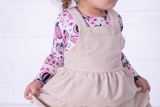 Girl's Corduroy Overall Jumper Outfit Set - Quinn (Pumpkins) Baby & Toddler Outfits