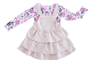 Girl's Corduroy Overall Jumper Outfit Set - Quinn (Pumpkins) Baby & Toddler Outfits