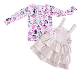 Girl's Corduroy Overall Jumper Outfit Set - Quinn (Pumpkins) Baby & Toddler Outfits