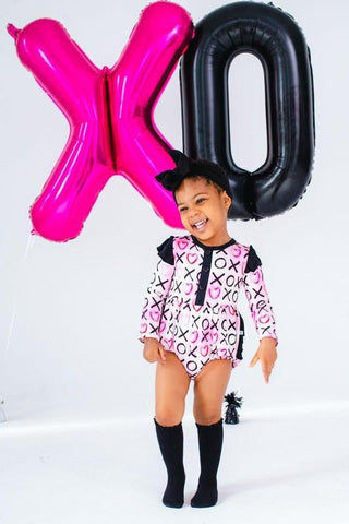 Girl's Bamboo Long Sleeve Bubble Romper - Bella (XOXO) Birdie Bean Size: 6-12 Months