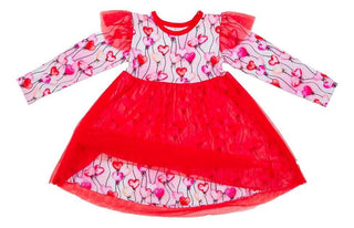 Girl's Bamboo Long Sleeve Tulle Dress - Amara (Heart Balloons) Baby & Toddler Dresses