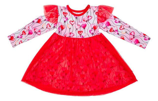 Girl's Bamboo Long Sleeve Tulle Dress - Amara (Heart Balloons) Baby & Toddler Dresses