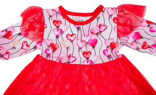 Girl's Bamboo Long Sleeve Tulle Dress - Amara (Heart Balloons) Baby & Toddler Dresses