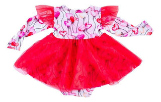 Girl's Bamboo Long Sleeve Tulle Twirl Bodysuit Dress - Amara (Heart Balloons) Baby & Toddler Dresses