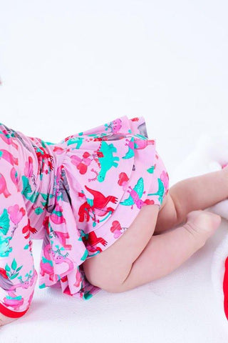 Girl's Bamboo Long Sleeve Twirl Bodysuit Dress - Cera (Pink Dinos) Baby & Toddler Dresses