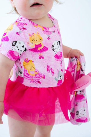 Girl's Muslin Bamboo Tulle Bubble Romper - Cassie (Ballet) Baby One-Pieces