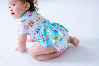 Girl's Bamboo Short Sleeve Twirl Bodysuit Dress - Elijah (Chick & Bunny Eggs) Baby & Toddler Dresses Birdie Bean Size: 6-12 Months