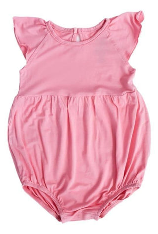 Girl's Solid Bamboo Short Sleeve Bubble Romper - Poppy Baby One-Pieces
