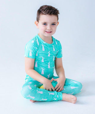 Bamboo Short Sleeve Pajama Set - Simon (Bunny On Mint) Baby & Toddler Sleepwear Birdie Bean Size: 2T