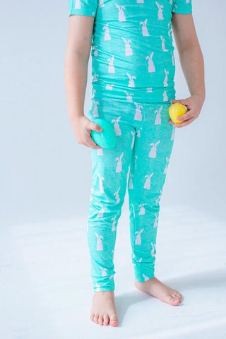 Bamboo Short Sleeve Pajama Set - Simon (Bunny On Mint) Baby & Toddler Sleepwear Birdie Bean Size: 2T
