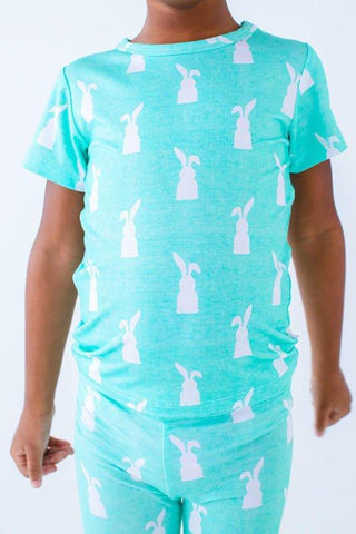 Bamboo Short Sleeve Pajama Set - Simon (Bunny On Mint) Baby & Toddler Sleepwear Birdie Bean Size: 2T