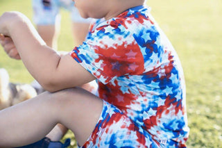 Bamboo Short Sleeve Pajama Set with Shorts - Maverick (Patriotic Tie Dye) Baby & Toddler Sleepwear